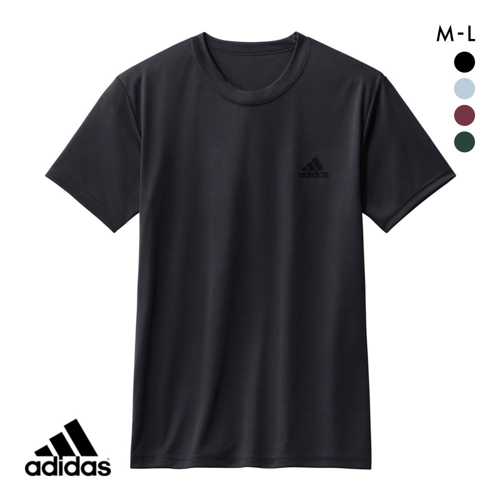 アディダス adidas クルーネック Tシャツ ワイドシルエット メンズ 吸汗速乾(BK-ブラック-M)