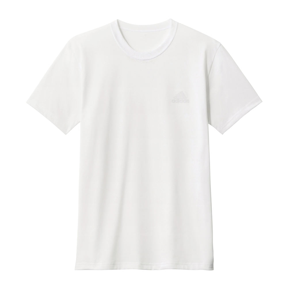 アディダス adidas クルーネック Tシャツ ワイドシルエット メンズ 吸汗速乾 綿混(WH-ホワイト-S)