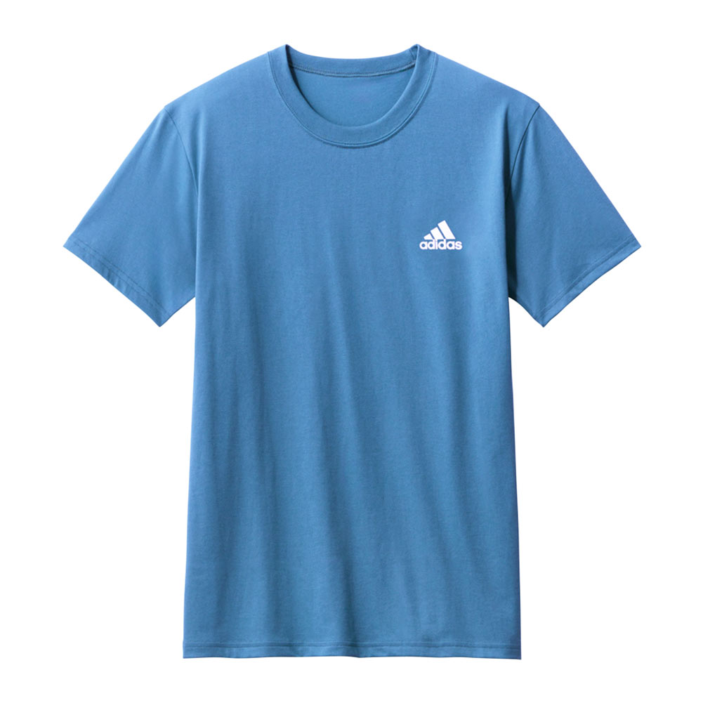 アディダス adidas クルーネック Tシャツ ワイドシルエット メンズ 吸汗速乾 綿混(SKY-スカイブルー-S)