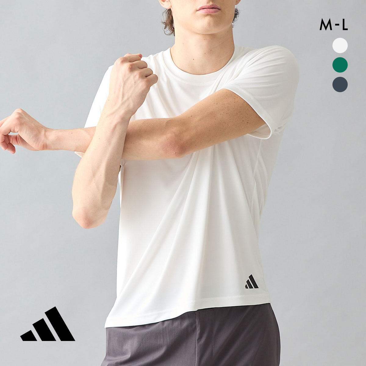 アディダス Tシャツ クルーネック メンズ adidas(WH-ホワイト-M)