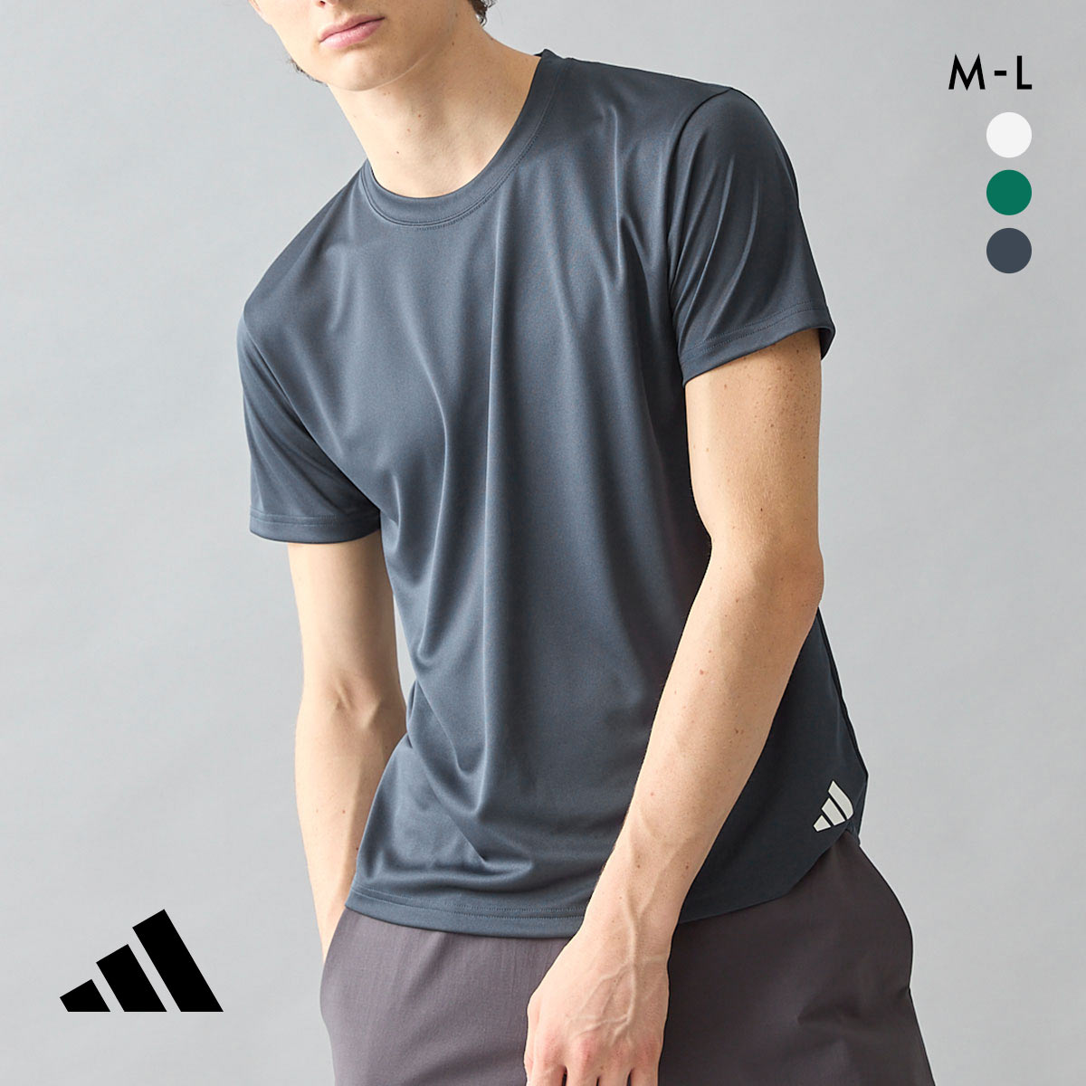 アディダス Tシャツ クルーネック メンズ adidas(BK-ブラック-M)