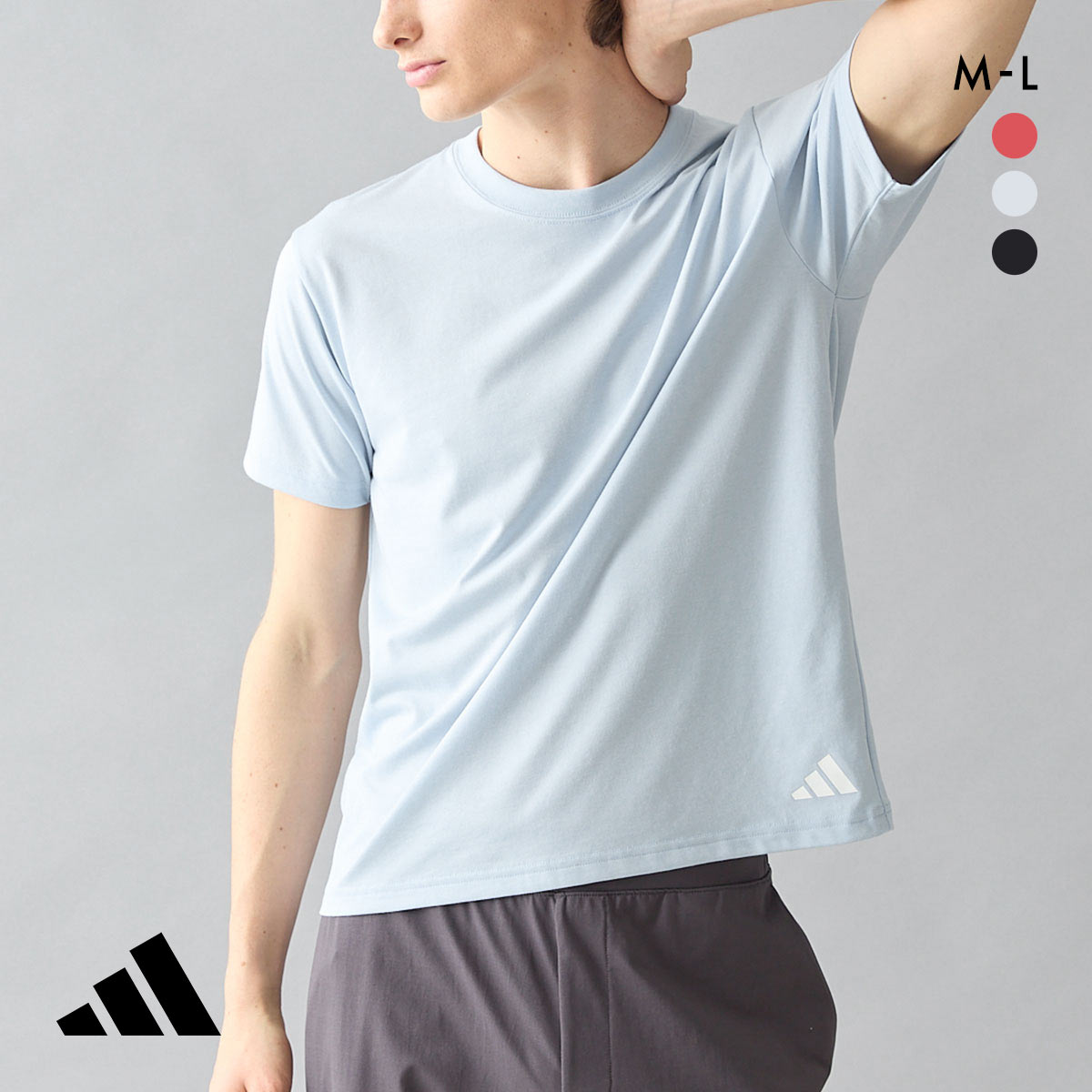 アディダス Tシャツ クルーネック メンズ adidas(BGY-ブルーグレー-M)