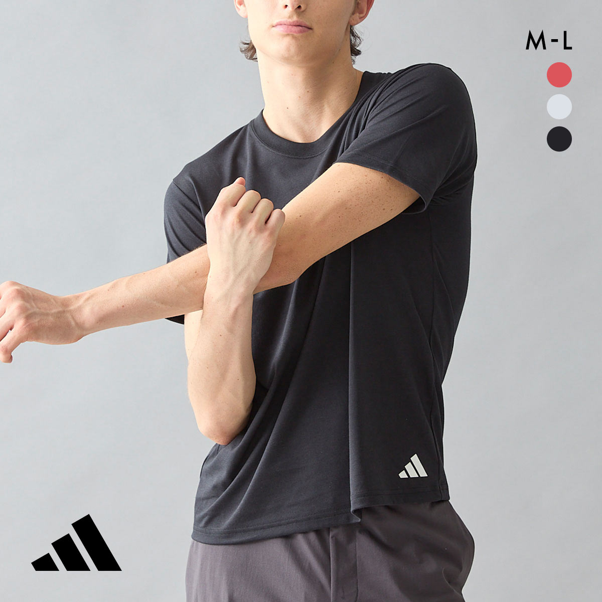 アディダス Tシャツ クルーネック メンズ adidas(BK-ブラック-M)