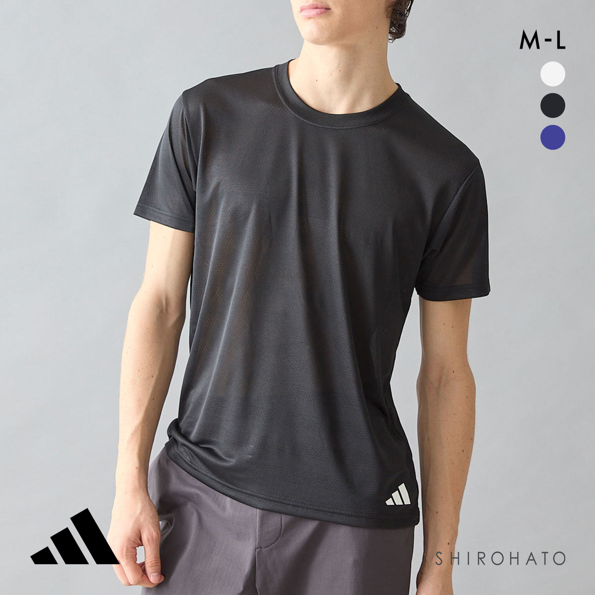 アディダス メッシュ Tシャツ クルーネック メンズ adidas(BK-ブラック-M)