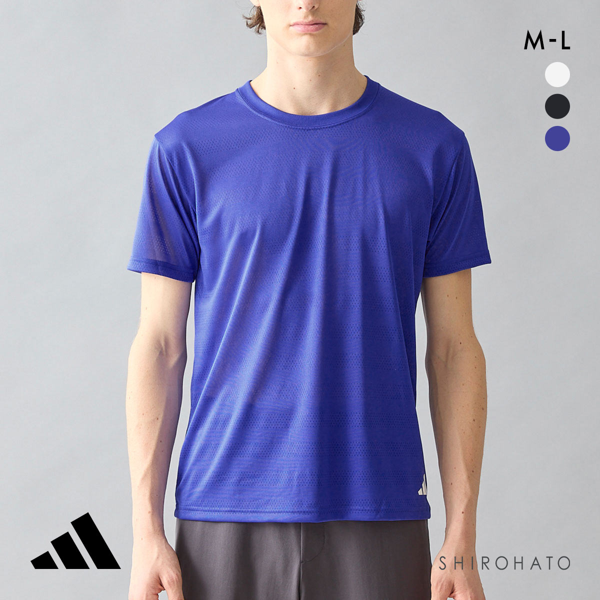 アディダス メッシュ Tシャツ クルーネック メンズ adidas(DBU-濃ブルー-M)