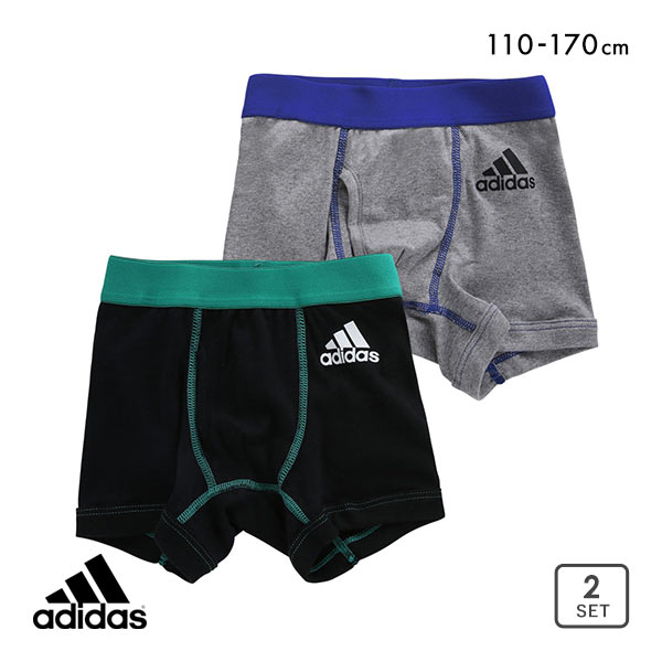アディダス adidas ボクサーパンツ 2枚組 キッズ ジュニア 男の子 前あき 身生地綿100%