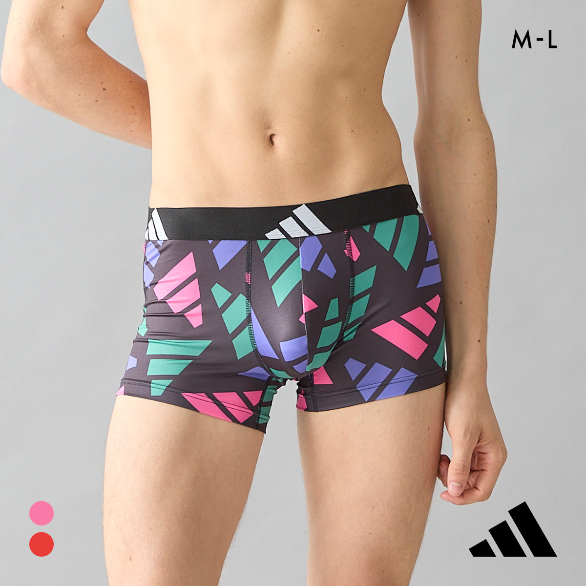 アディダス モノグラム ボクサーパンツ メンズ adidas 総柄 スポーツ 前閉じ(PI-ピンク-M)