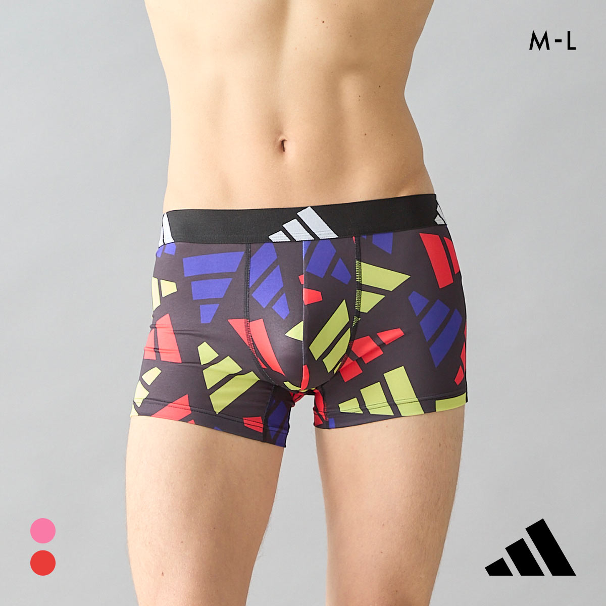 アディダス モノグラム ボクサーパンツ メンズ adidas 総柄 スポーツ 前閉じ(RE-レッド-M)