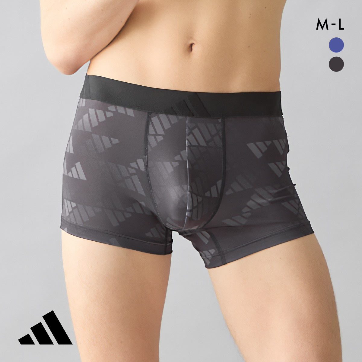 アディダス スポーツ メンズ 総プリント ボクサーブリーフ 前閉じ adidas(BK-ブラック-M)