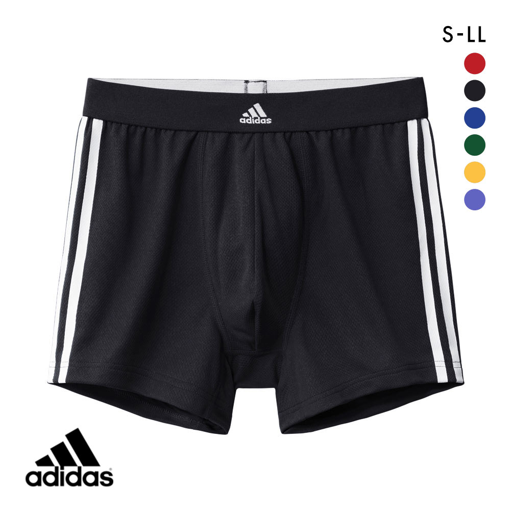 アディダス adidas スポーツショーツ メンズ ボクサーパンツ メッシュ 三本ライン 前閉じ 吸汗速乾(BK-ブラック-S)