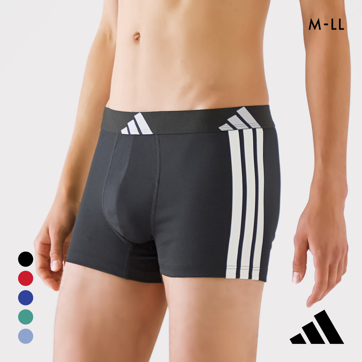 アディダス スリーストライプ メッシュボクサーパンツ メンズ adidas スポーツ 前とじ(BK-ブラック-M)
