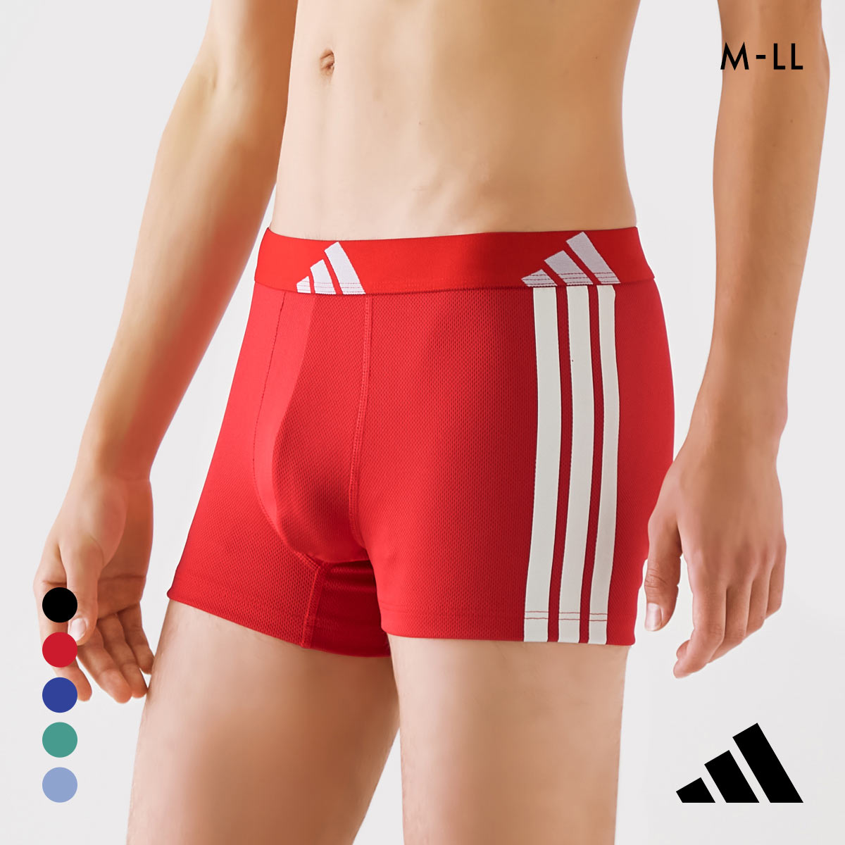 アディダス スリーストライプ メッシュボクサーパンツ メンズ adidas スポーツ 前とじ(RE-レッド-M)