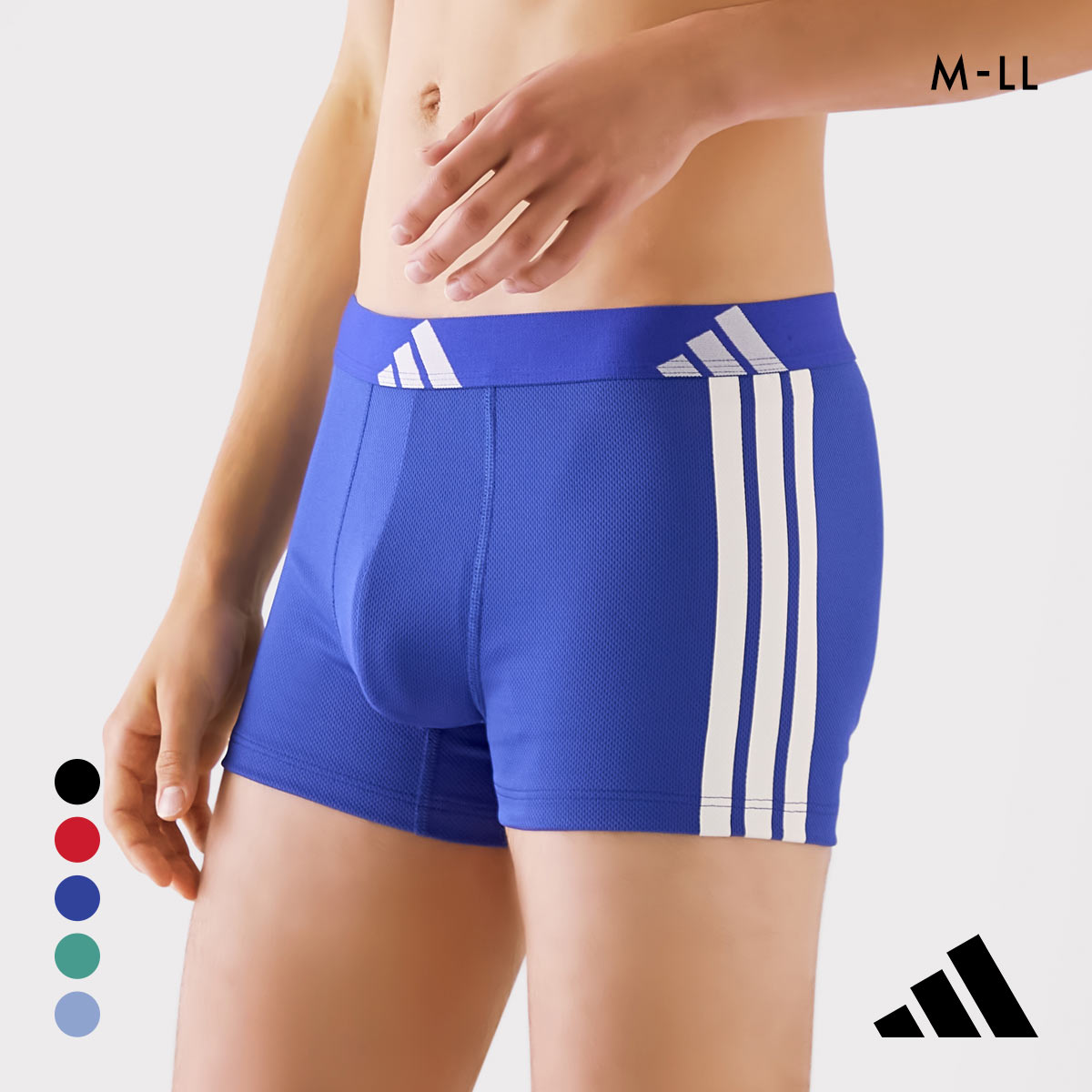 アディダス スリーストライプ メッシュボクサーパンツ メンズ adidas スポーツ 前とじ(DBU-濃ブルー-M)