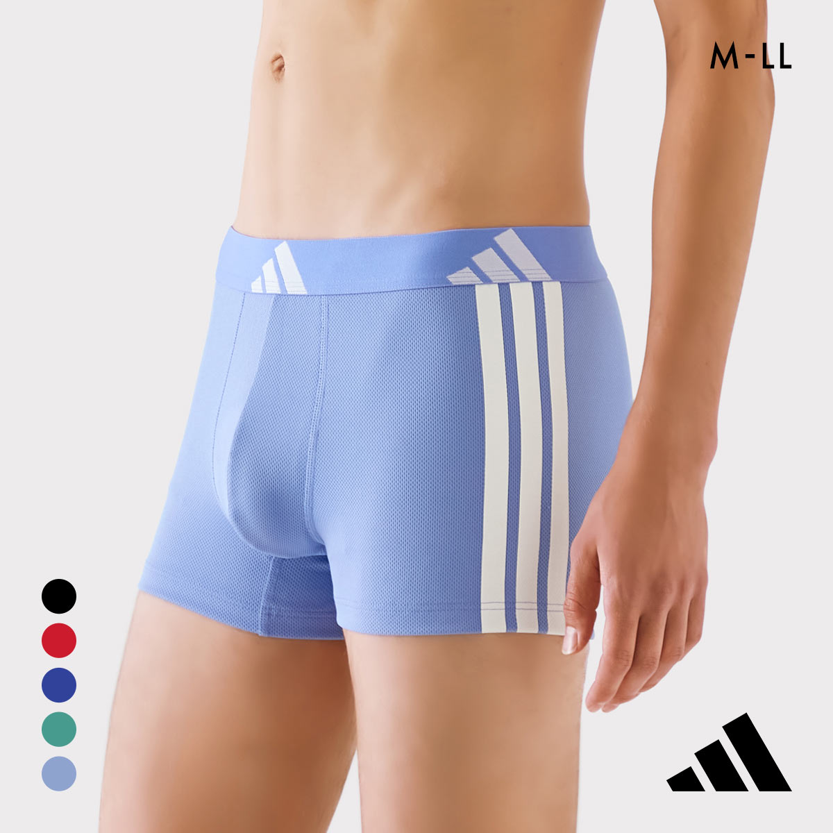 アディダス スリーストライプ メッシュボクサーパンツ メンズ adidas スポーツ 前とじ(LBU-薄ブルー-M)