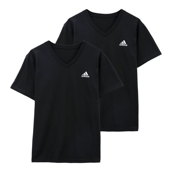 アディダス adidas 2P Vネック 半袖 Tシャツ 2枚組 メンズ スポーツ 吸汗速乾