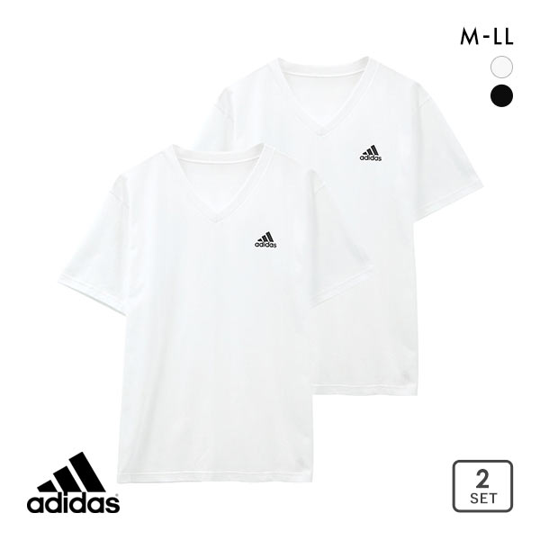 アディダス adidas 2P Vネック 半袖 Tシャツ 2枚組 メンズ スポーツ 吸汗速乾