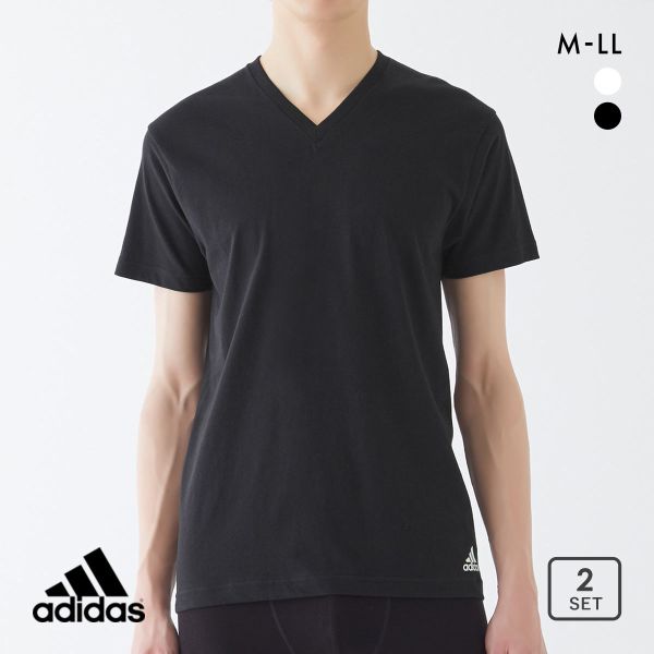 アディダス Vネック Tシャツ 半袖 二枚セット 本体綿100％ メンズ adidas