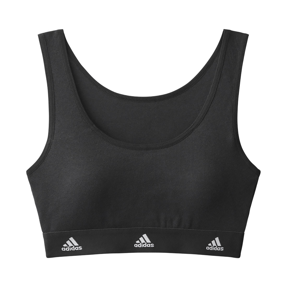 アディダス adidas キッズ ジュニア 女の子 ハーフトップ ガールズ ノンワイヤー ブラジャー 細リブ仕様 単品(BK-ブラック-150)