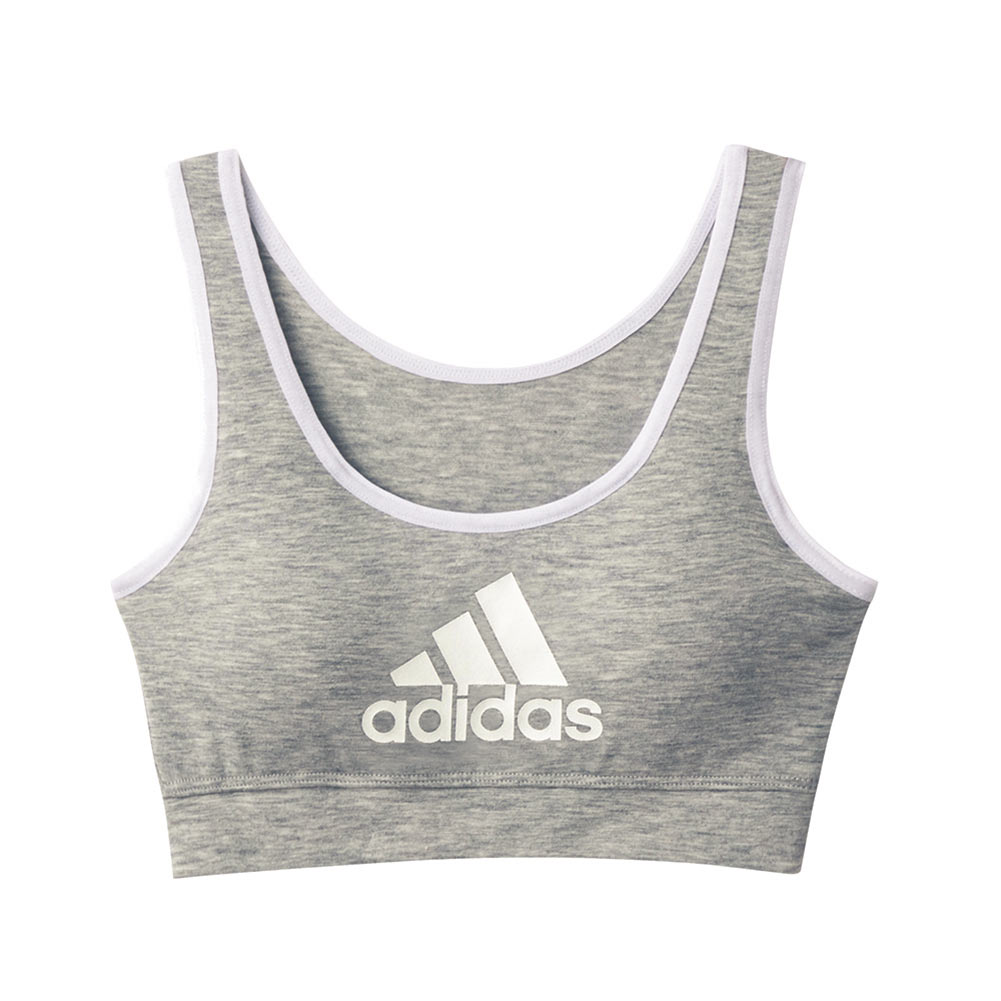 アディダス adidas キッズ ジュニア ハーフトップ スポーツ ブラジャー 吸汗速乾 150cm 160cm 165cm 単品(HGY-杢グレー-150)
