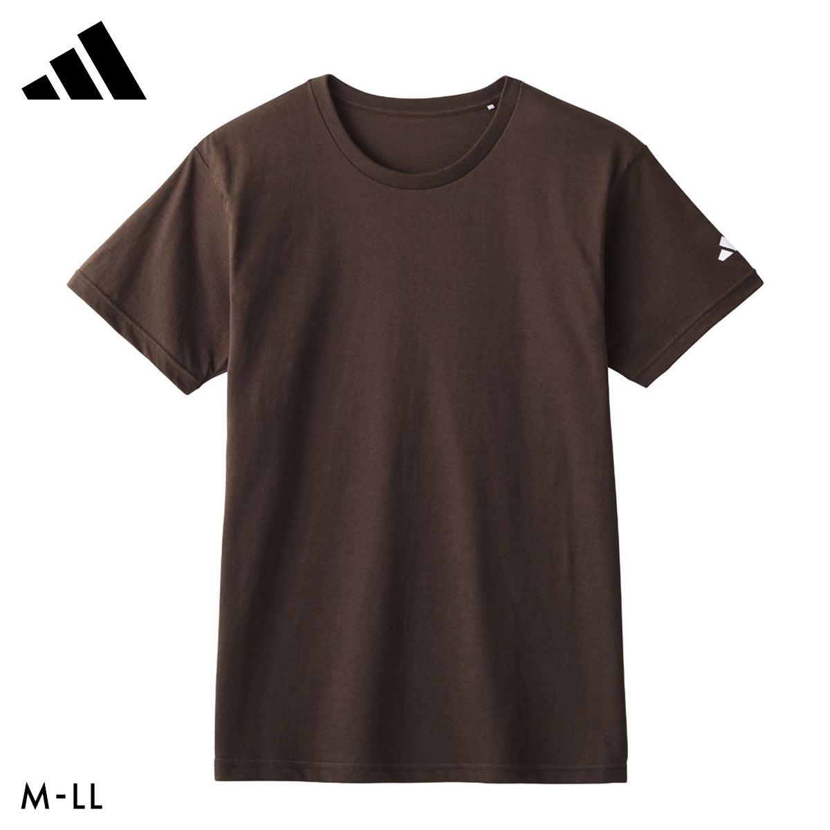アディダス ワンポイントロゴ 半袖 Tシャツ メンズ adidas スポーツ クルーネック 綿100％(DBR-ダークブラウン-M)