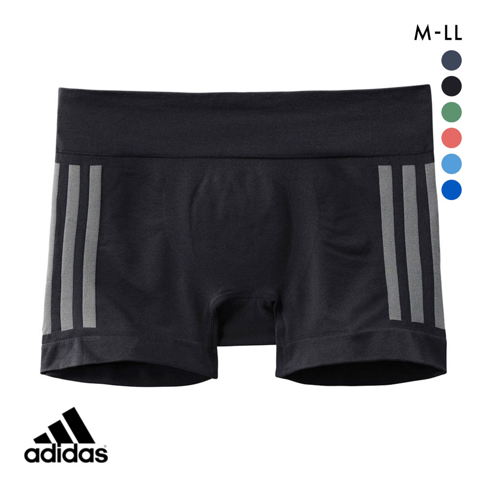 アディダス adidas スポーツショーツ メンズ ボクサーブリーフ 前閉じ 三本ライン(BK-ブラック-M)