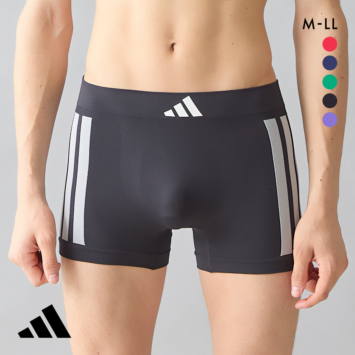アディダス スポーツ メンズ ボクサーブリーフ 前閉じ adidas 大きいサイズ(BK-ブラック-M)