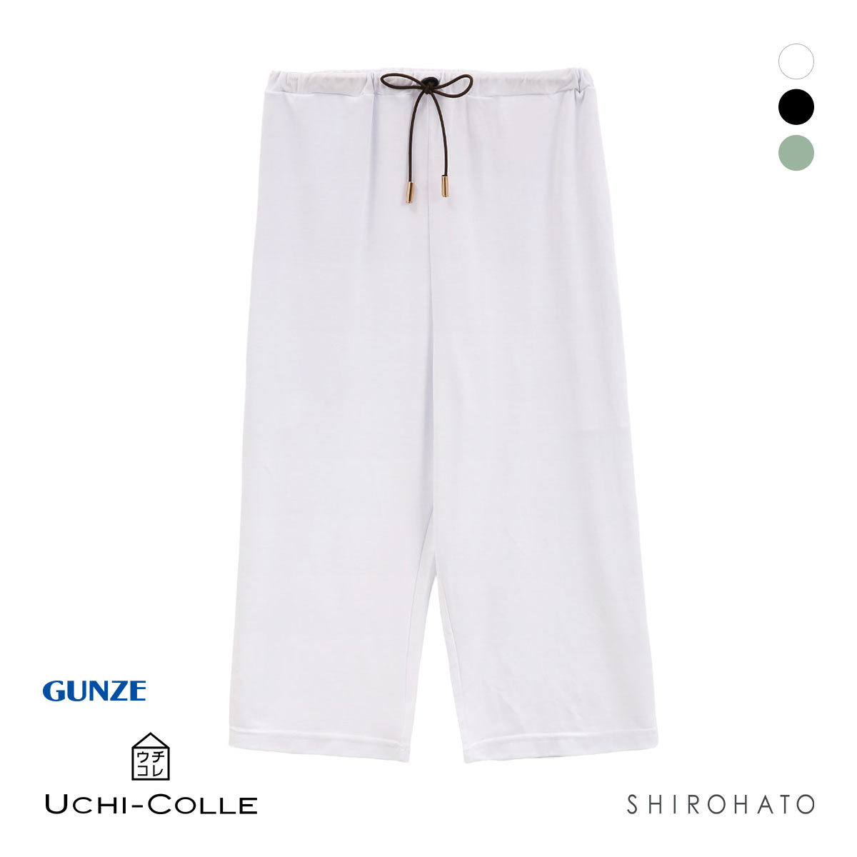 グンゼ UCHI-COLLE 冷感スムース クロップド パンツ レディース ボトムス ルームウェア GUNZE ウチコレ(WH-ホワイト-Free)