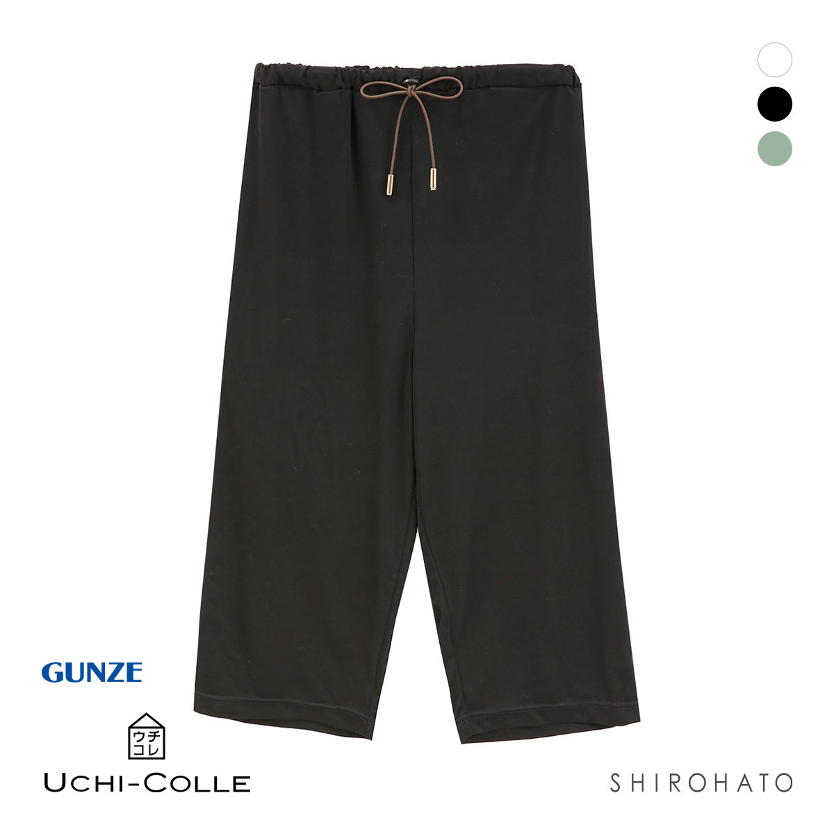 グンゼ UCHI-COLLE 冷感スムース クロップド パンツ レディース ボトムス ルームウェア GUNZE ウチコレ(BK-ブラック-Free)