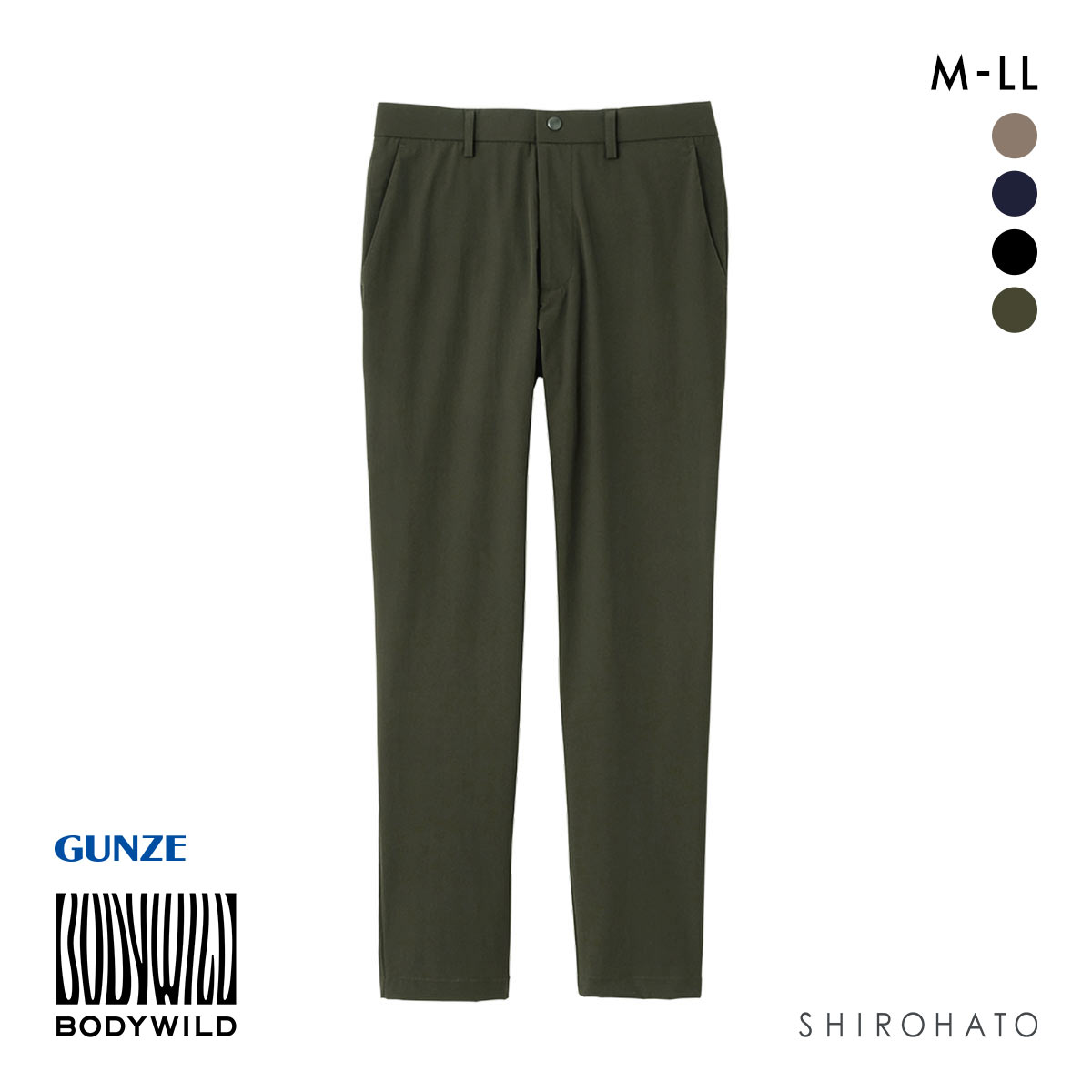 グンゼ BODY WILD 2WAYストレッチ テーパードパンツ メンズ GUNZE ボディワイルド(DKH-濃カーキ-M)