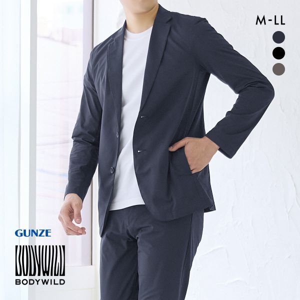グンゼ BODY WILD ライトテック ストレッチメッシュ テーラードジャケット メンズ ビジカジ リモートワーク GUNZE ボディワイルド