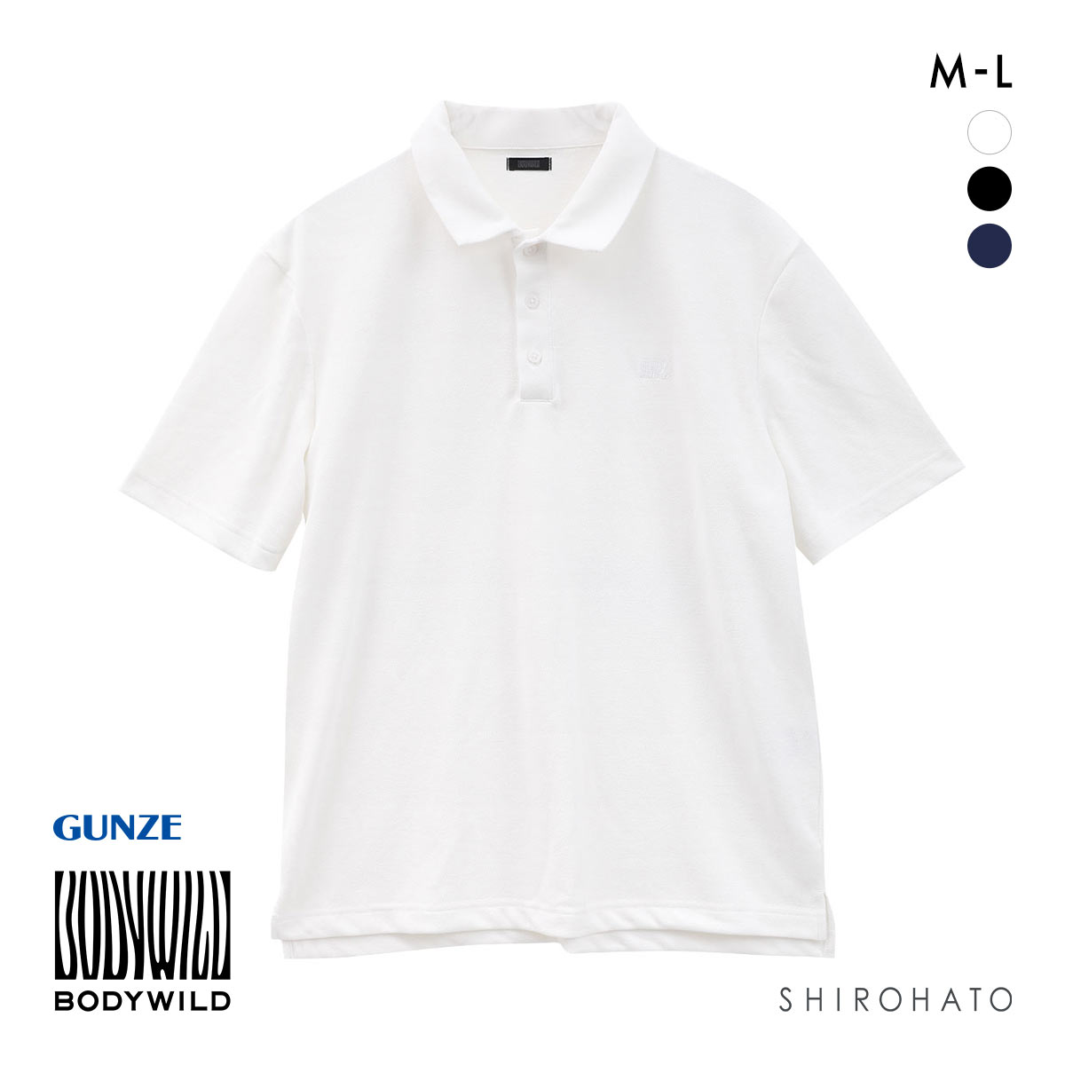 グンゼ BODY WILD ポロシャツ エアドライ カノコ メンズ ビジカジ GUNZE ボディワイルド(WH-ホワイト-M)
