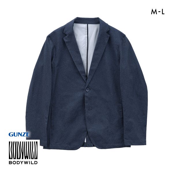 グンゼ BODY WILD テーラードジャケット デニムライク ライトテックメッシュ ストレッチ メンズ ビジカジ GUNZE ボディワイルド