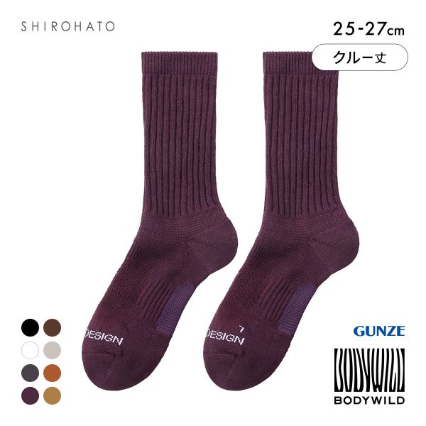 グンゼ BODYWILD by BEAMS DESIGN アーチサポート クルー丈 ソックス メンズ 25-27cm GUNZE ビームス ボディワイルド