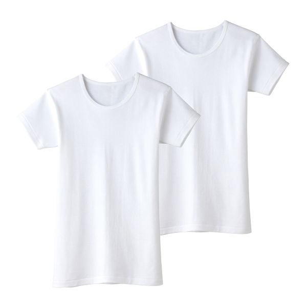 グンゼ GUNZE キッズ ジュニア あったか厚地 丸首 半袖シャツ 2枚組 クルーネック 男児 襟あき広め 本体綿100％