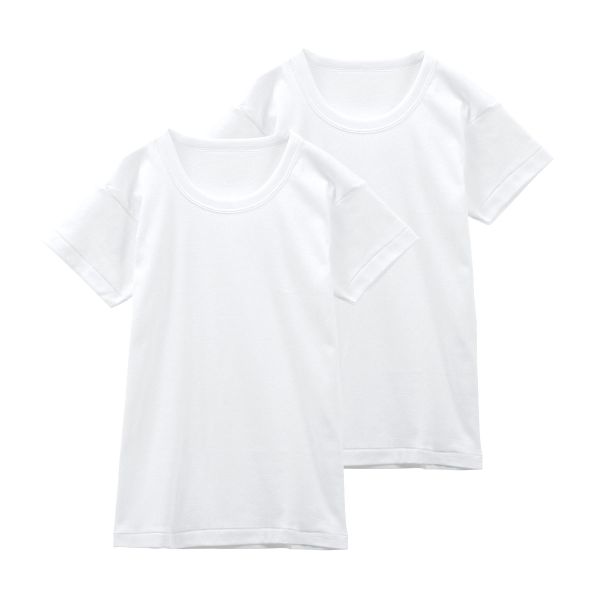グンゼ GUNZE キッズ ジュニア 無地 クルーネック 半袖Tシャツ 2枚組 やわらか綿100％ 子供肌着(WH-ホワイト-130)