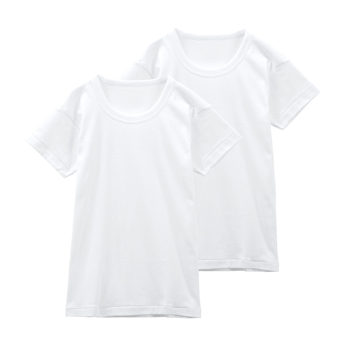 グンゼ GUNZE キッズ ジュニア 無地 クルーネック 半袖Tシャツ 2枚組 やわらか綿100％ 子供肌着(WH-ホワイト-130)