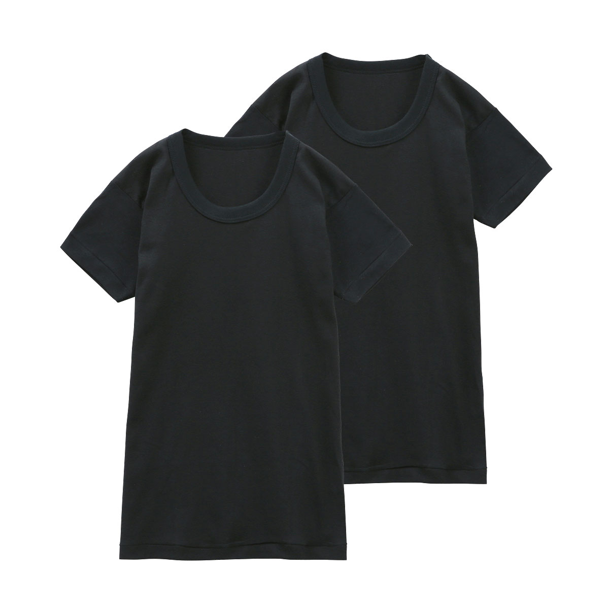 グンゼ GUNZE キッズ ジュニア 無地 クルーネック 半袖Tシャツ 2枚組 やわらか綿100％ 子供肌着(BK-ブラック-130)