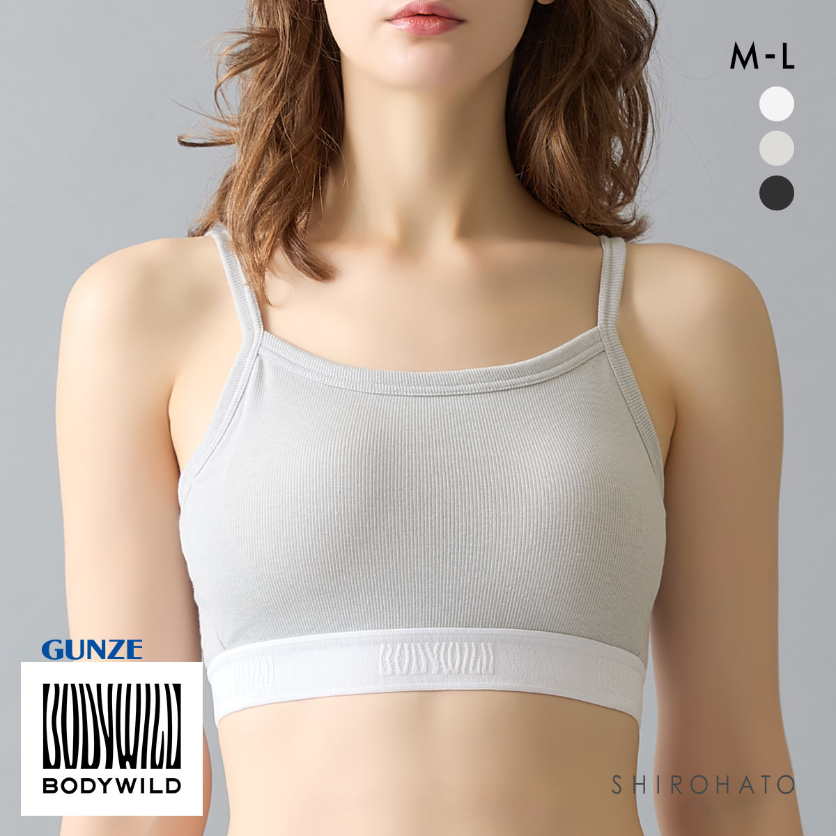グンゼ ボディワイルド レディース 綿混リブハーフトップ  BODYWILD GUNZE(GY-グレー-M)