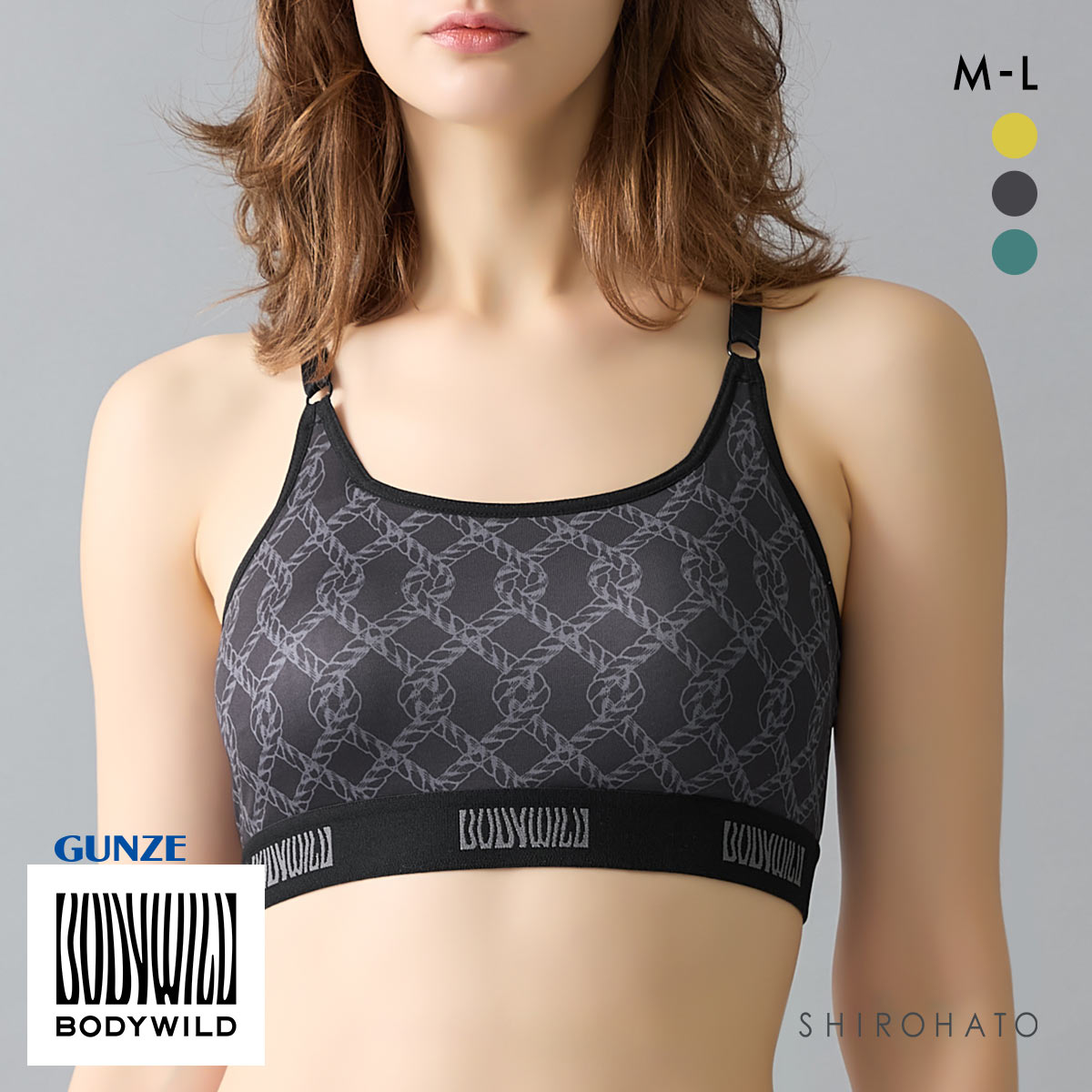 グンゼ ボディワイルド レディース プリントハーフトップ BODYWILD GUNZE(DGY-濃グレー-M)