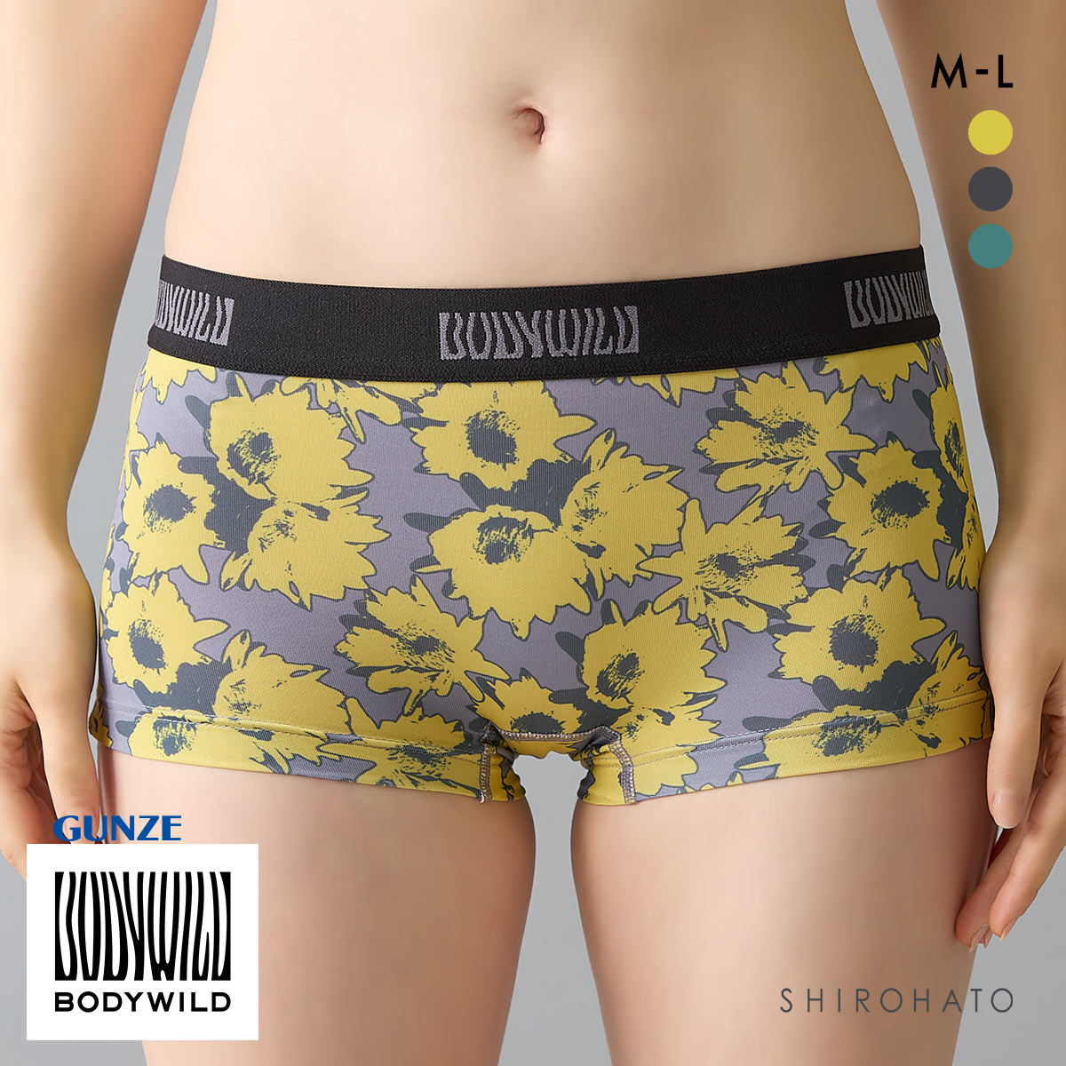 グンゼ ボディワイルド レディース プリントボクサーパンツ BODYWILD GUNZE(YE-イエロー-M)