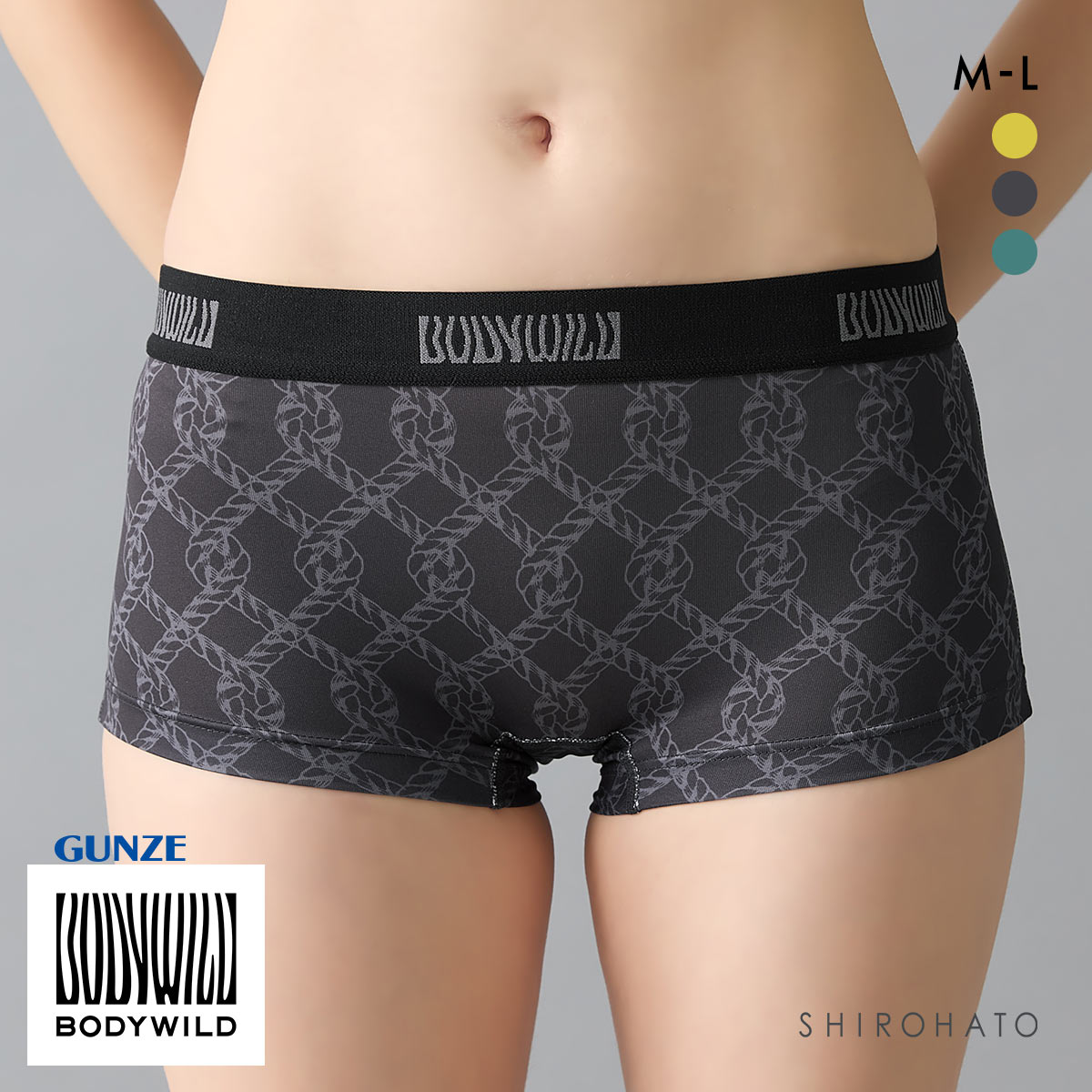 グンゼ ボディワイルド レディース プリントボクサーパンツ BODYWILD GUNZE(DGY-濃グレー-M)