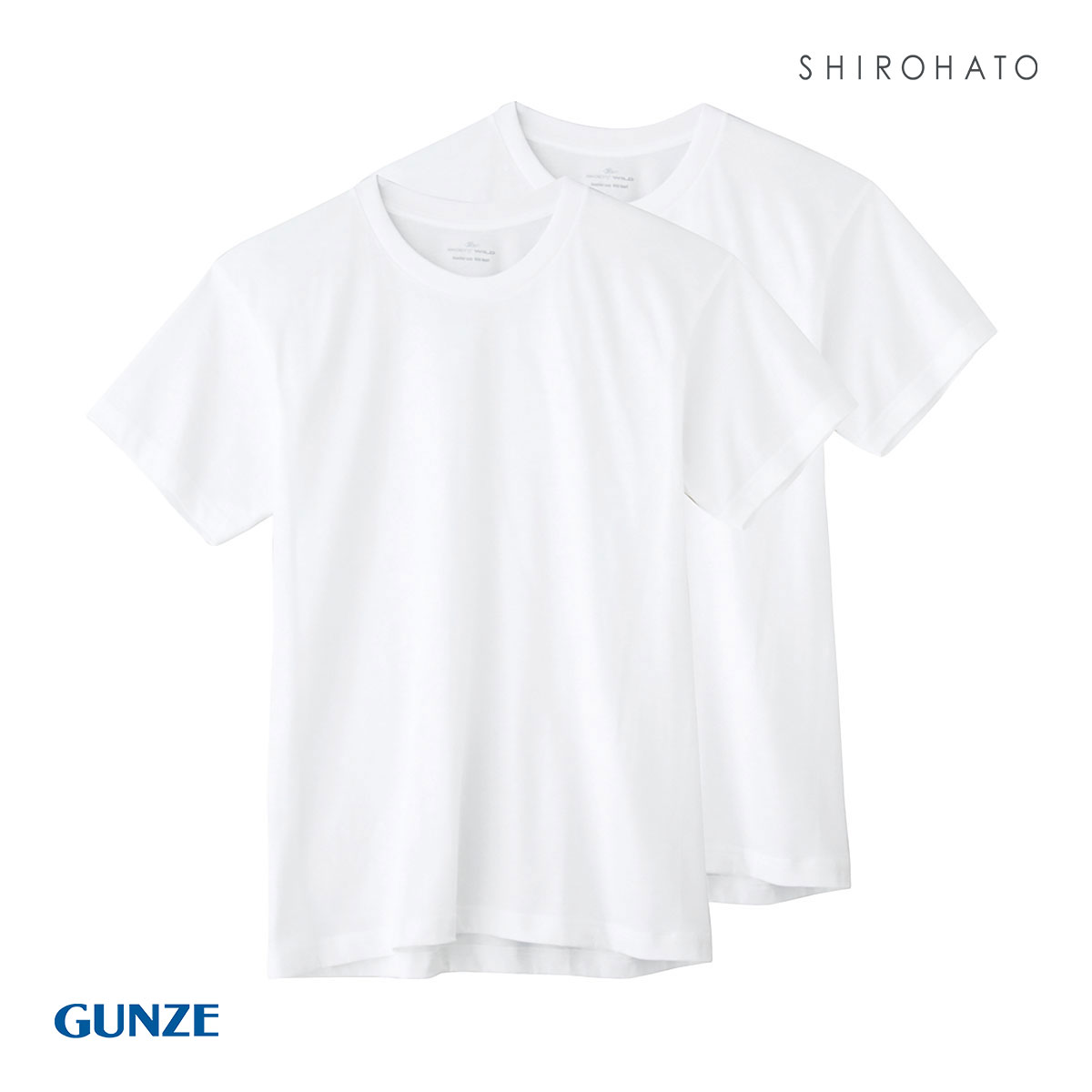 グンゼ GUNZE ボディワイルド BODY WILD クルーネックTシャツ メンズ 2枚組 抗菌防臭 綿100％ 半袖(WH-ホワイト-M)