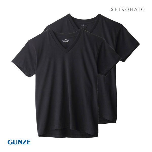 グンゼ GUNZE ボディワイルド BODY WILD VネックTシャツ メンズ 2枚組 抗菌防臭 綿100％ 半袖
