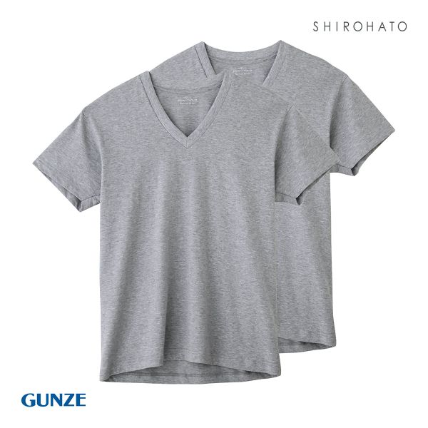 グンゼ GUNZE ボディワイルド BODY WILD VネックTシャツ メンズ 2枚組 抗菌防臭 綿100％ 半袖