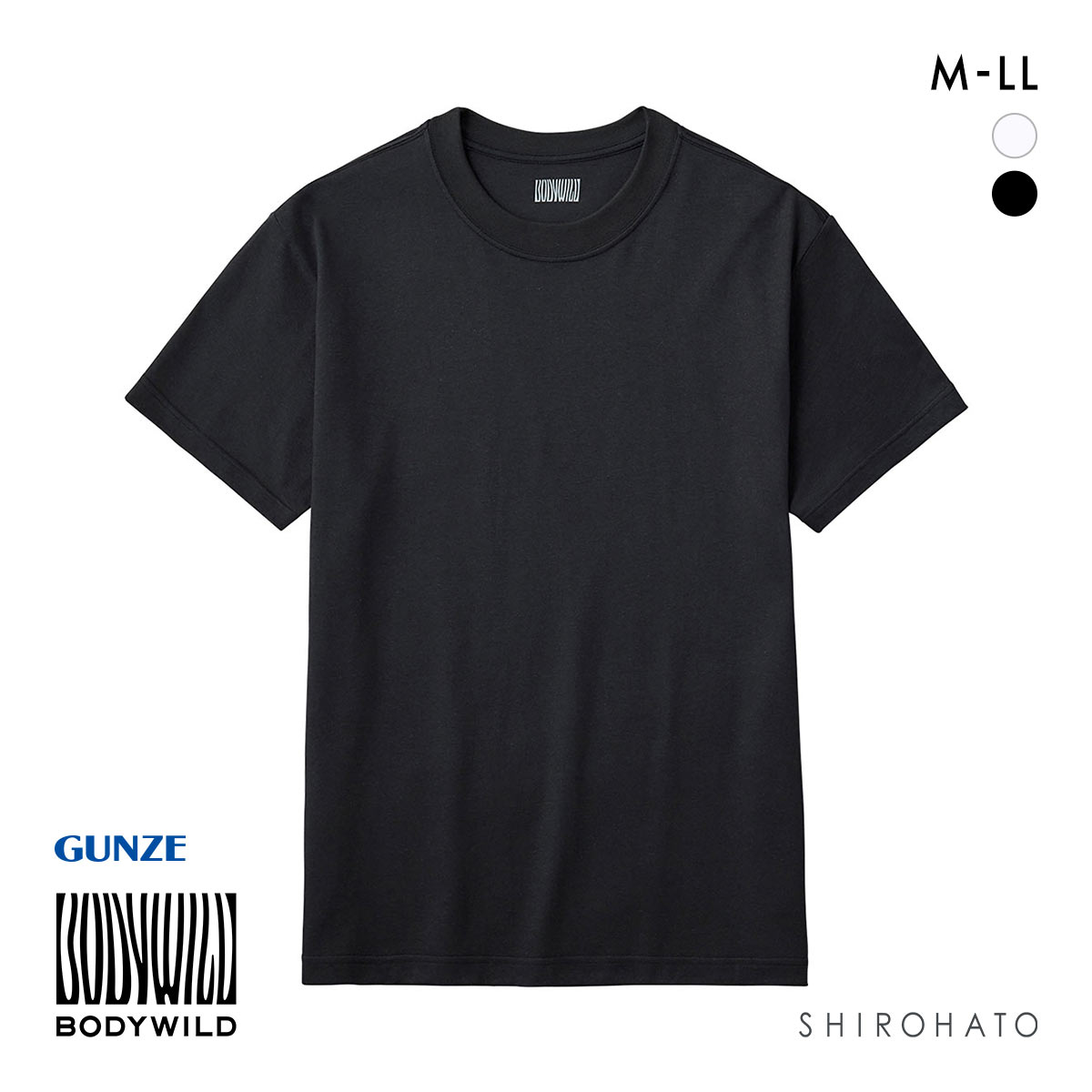 グンゼ GUNZE ボディワイルド BODY WILD Tシャツ メンズ 汗ジミが目立ちにくい インナー 半袖 M L LL(BK-ブラック-M)