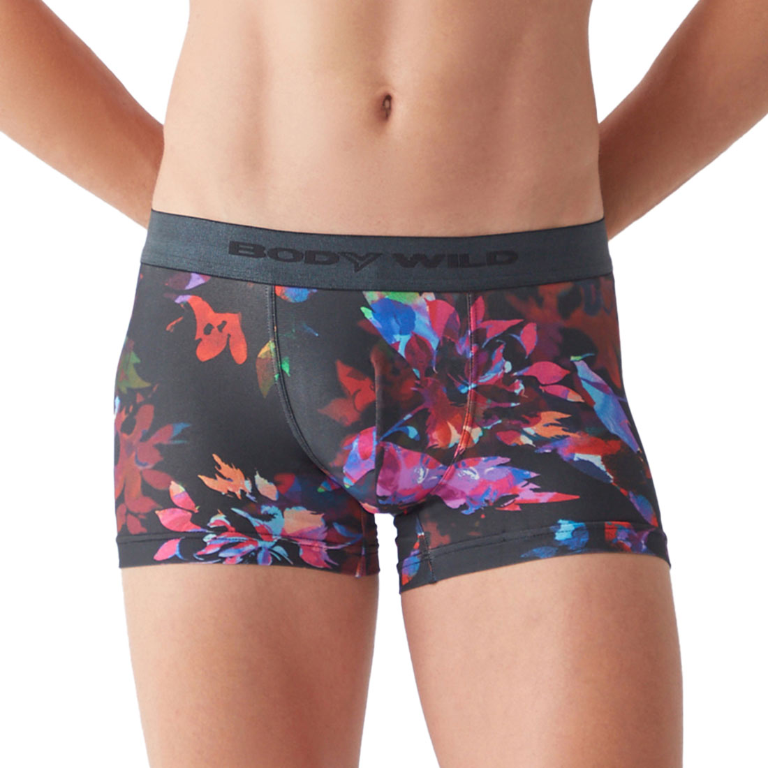 グンゼ GUNZE ボディワイルド BODY WILD ボクサーパンツ メンズ 前とじ 吸汗速乾 インクジェットプリント(FLO-花-M)