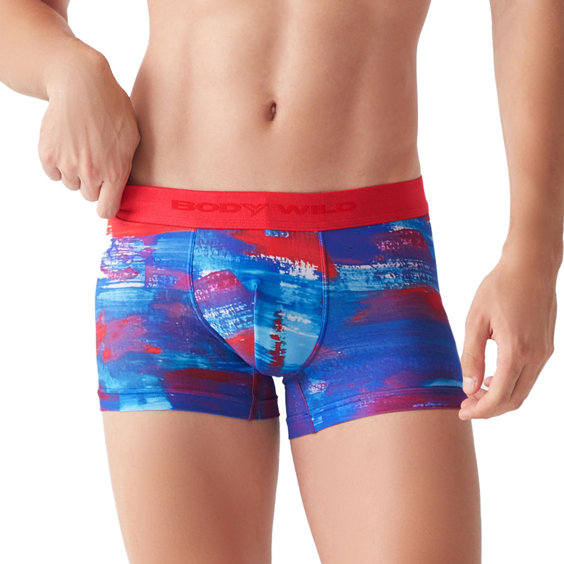 グンゼ GUNZE ボディワイルド BODY WILD ボクサーパンツ メンズ 前とじ 吸汗速乾 インクジェットプリント(SKY-スカイブルー-M)