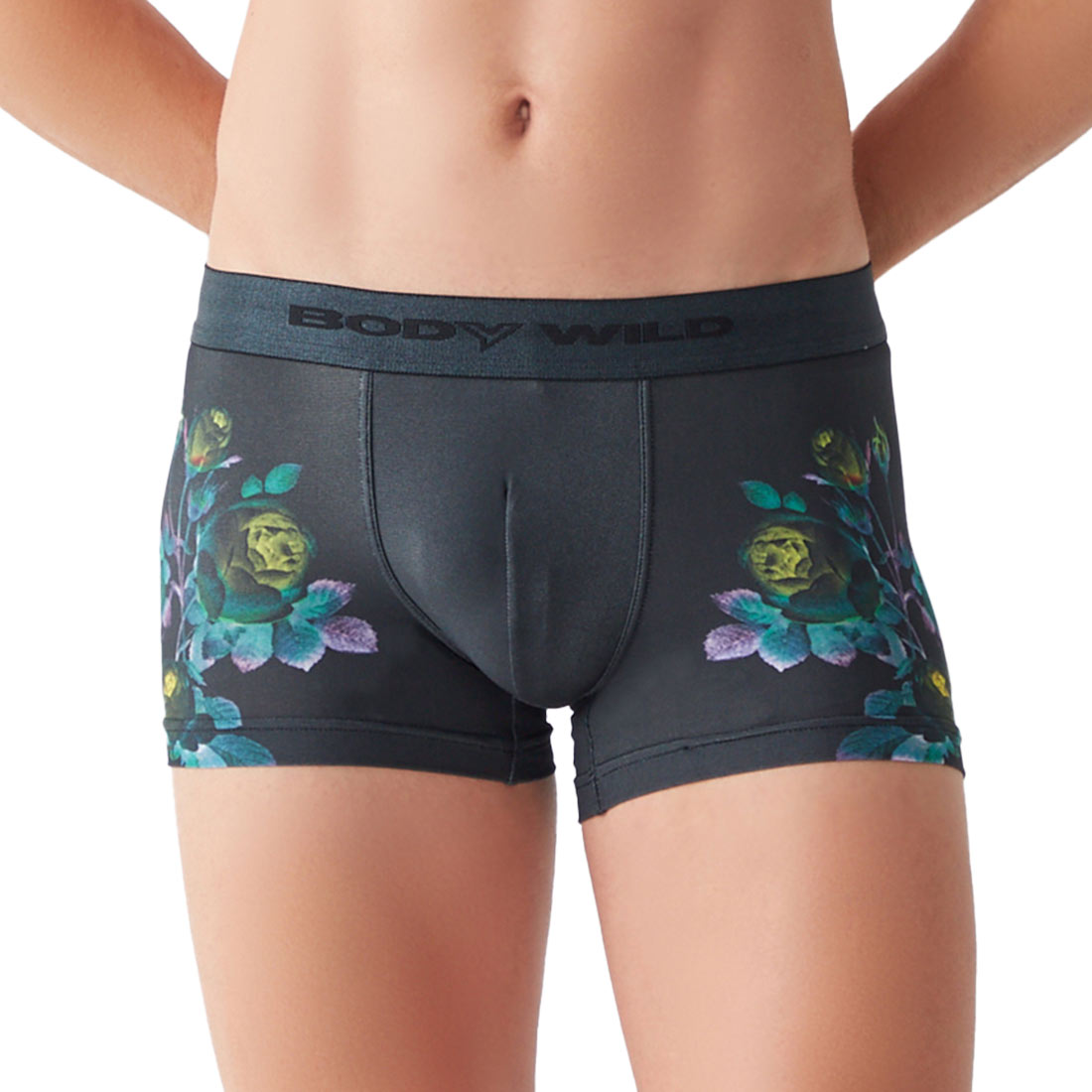 グンゼ GUNZE ボディワイルド BODY WILD ボクサーパンツ メンズ 前とじ 吸汗速乾 インクジェットプリント(FLO2-花2-M)