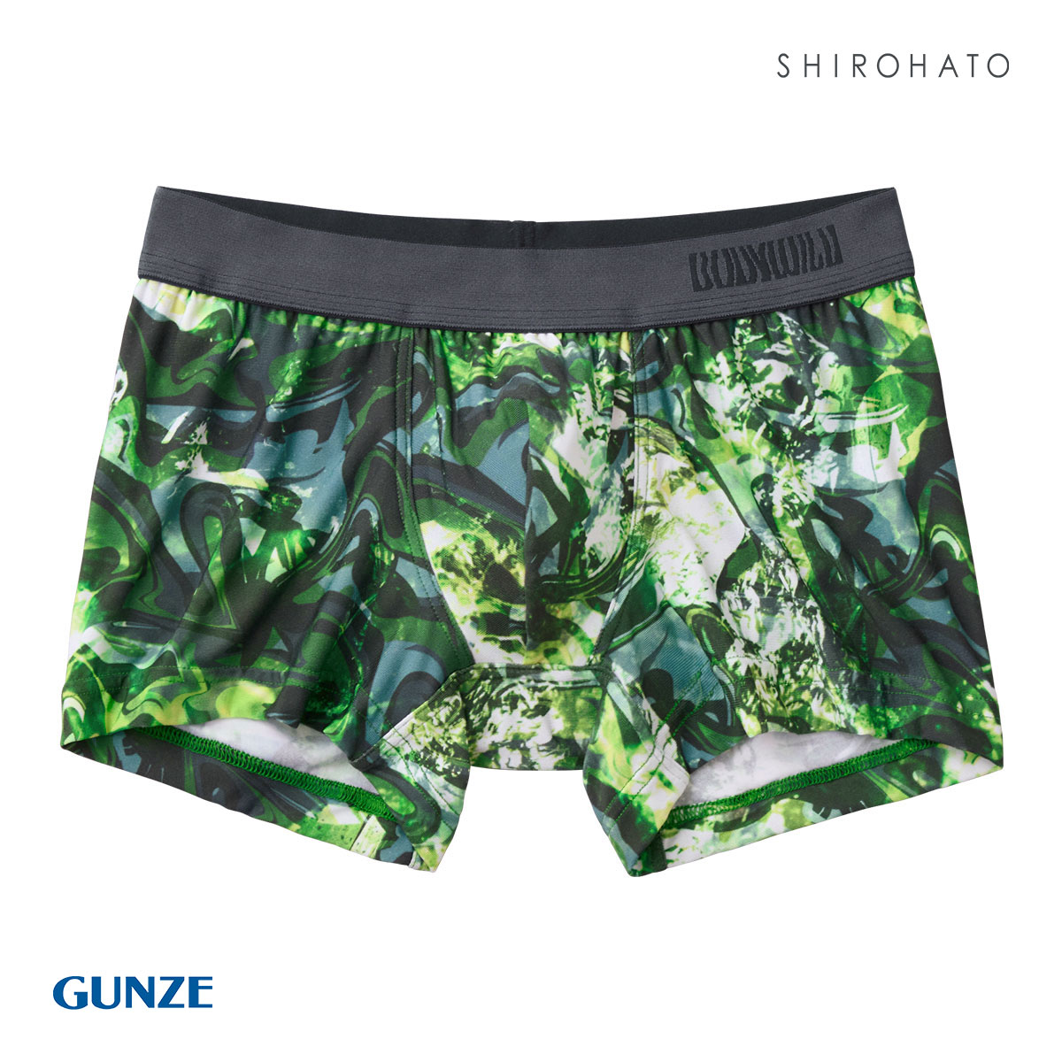 グンゼ GUNZE ボディワイルド BODY WILD ボクサーパンツ メンズ 日本製 吸汗速乾 前とじ(DGR-濃グリーン-M)