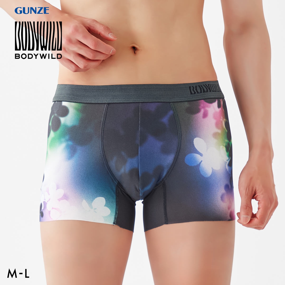 グンゼ BODY WILD インクジェットプリント ボクサーパンツ メンズ 前とじ GUNZE ボディワイルド(DGY-濃グレー-M)